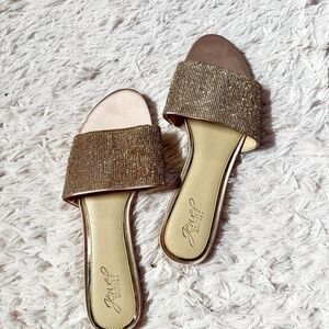 Rose Gold Sparkle Sequin Glitter Shimmer Glam Slip On Flats Womens 10 Birthday
